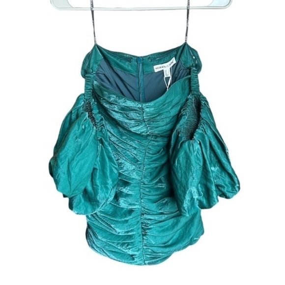 SHONA JOY x Free People Rosemary Green Ruched Miramare Mini Dress - Picture 3 of 12